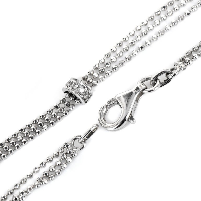 Diamond Bright Blue Sapphire 18K White Gold Stars Drop Chain Necklace ...