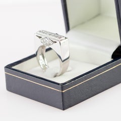 Diamond Brilliant Cut 18 Karat White Gold Cluster Italian Geometric Square Ring