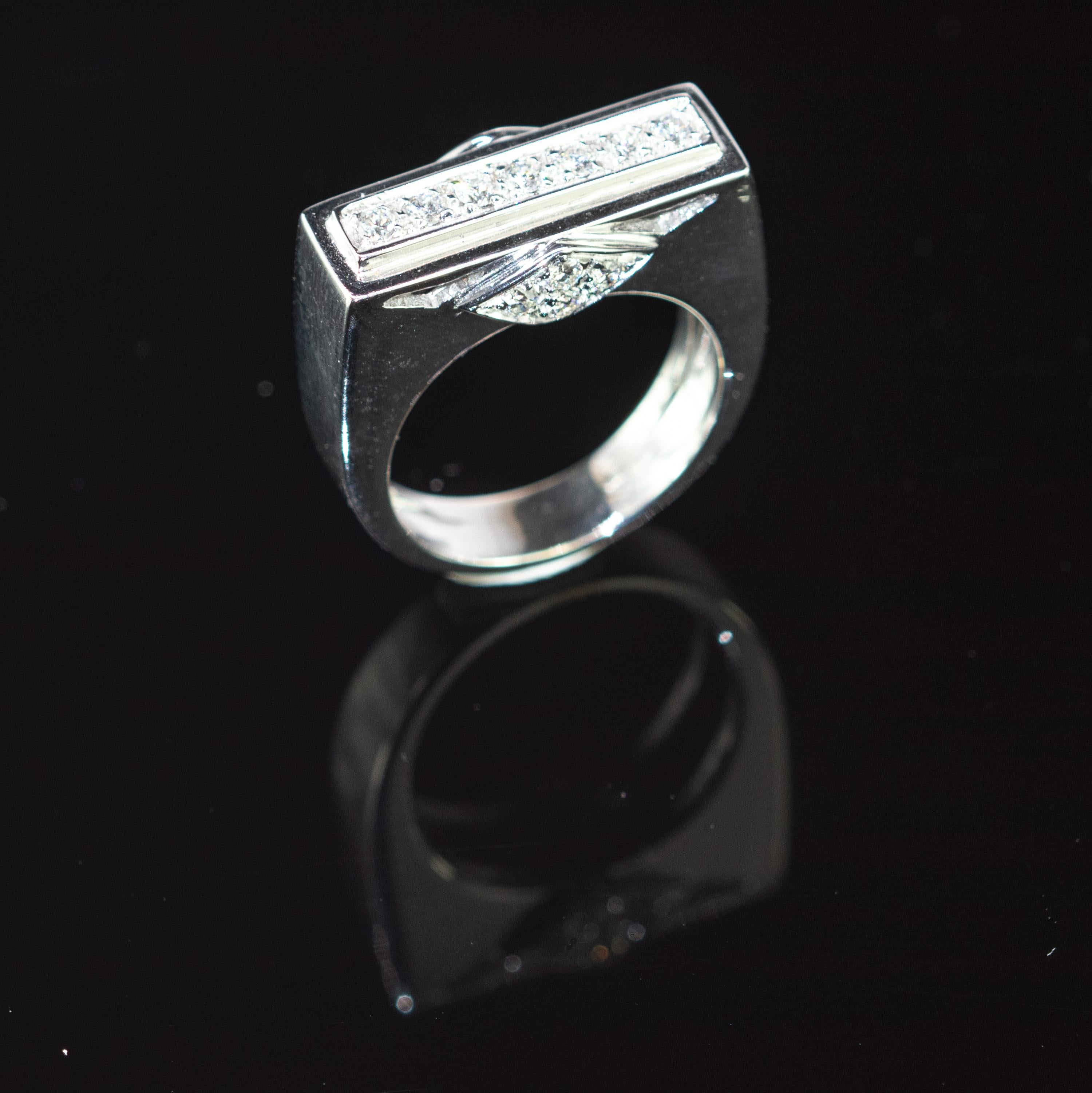 geometric square diamond ring