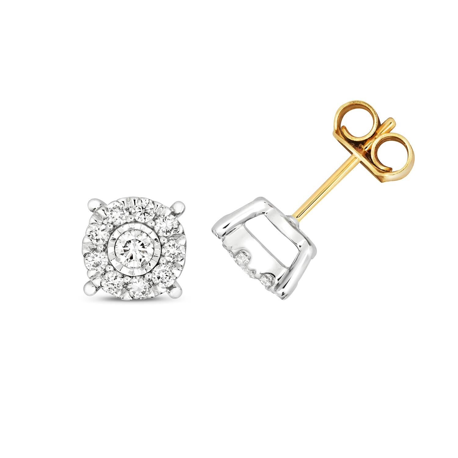 DIAMOND BRILLIANT ILLUSION STUDS

9CT Y/G H I1 0.41CT

Weight: 1.5g

Number Of Stones:20

Total Carates:0.400