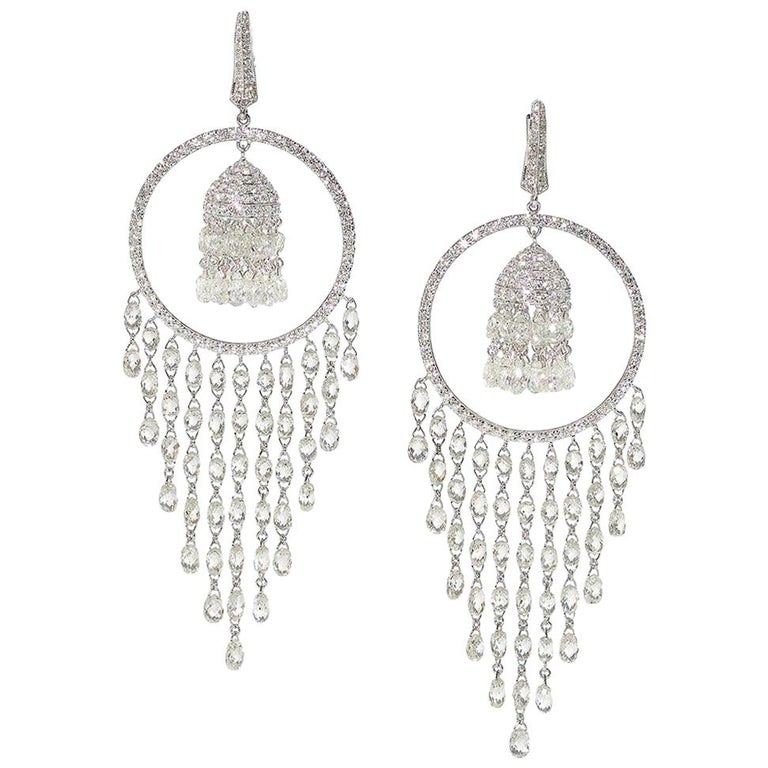 Silvertone Clear Briolette Drop Earrings with Swarovski Crystals main image 1