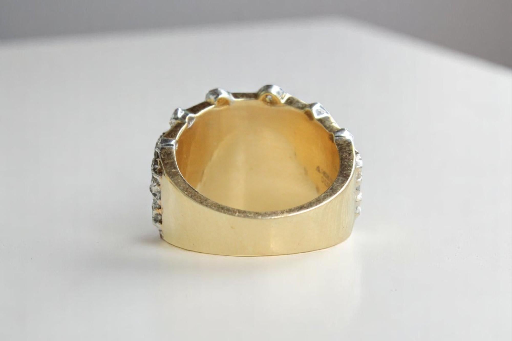 Anillo ancho de diamantes en oro macizo de 14k (certificado) en Nuevo estado para la venta en New Delhi, DL