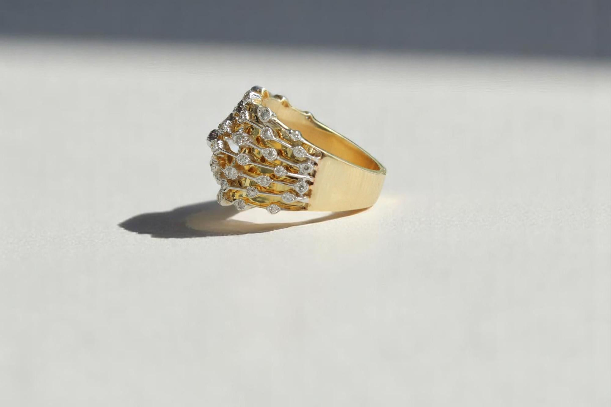 De las mujeres Anillo ancho de diamantes en oro macizo de 14k (certificado) en venta