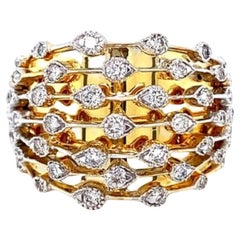 Anillo ancho de diamantes en oro macizo de 14k (certificado)