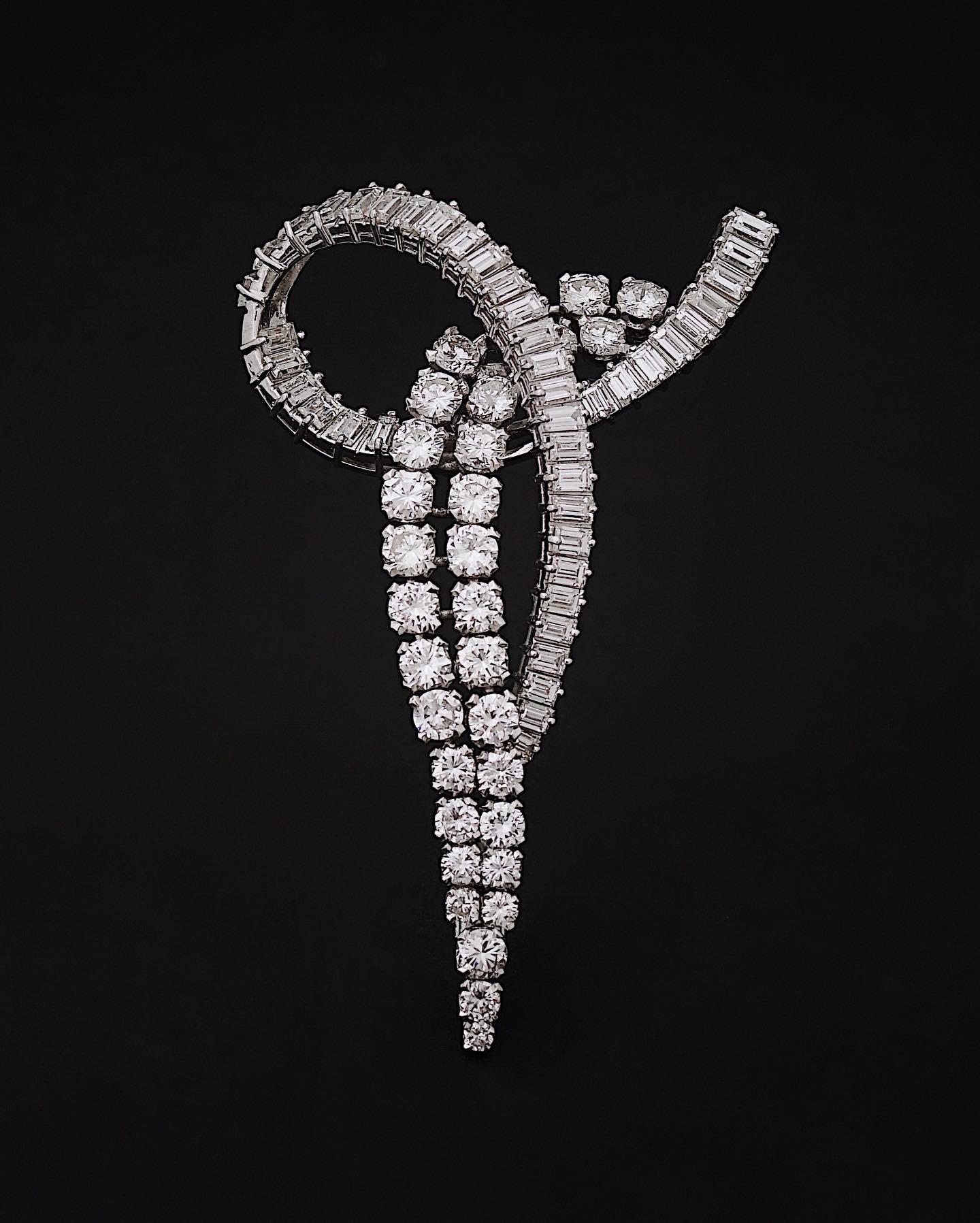 Modern Diamond Brooch and a Diamond Bracelet '17 to 19 carats total', Set on Platinum