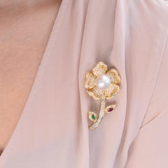 Diamond Brooch Designed as a Five-fingered Cinquefoil