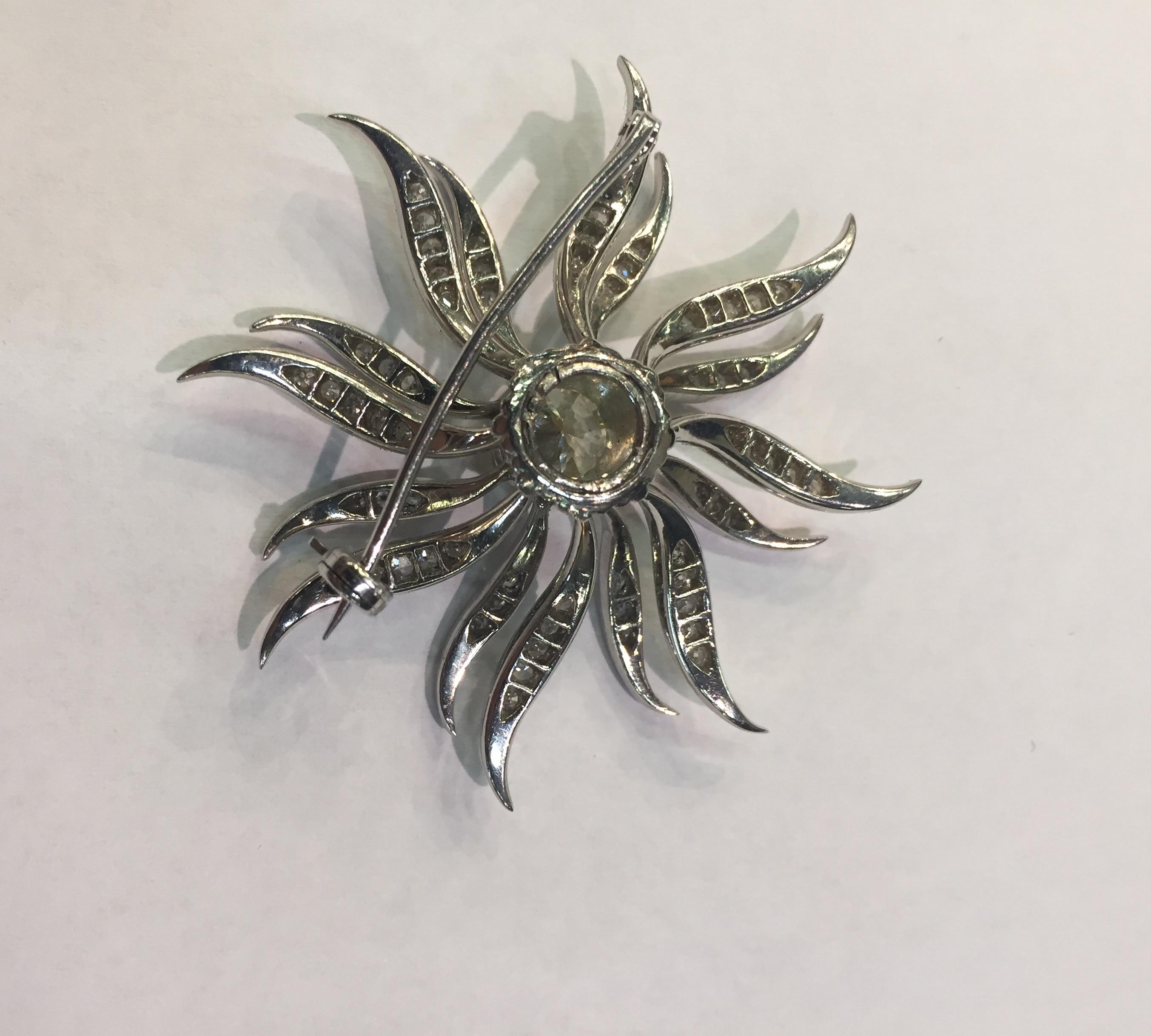 Diamond Brooch Diamonds Old Cut In Good Condition In Palermo, IT