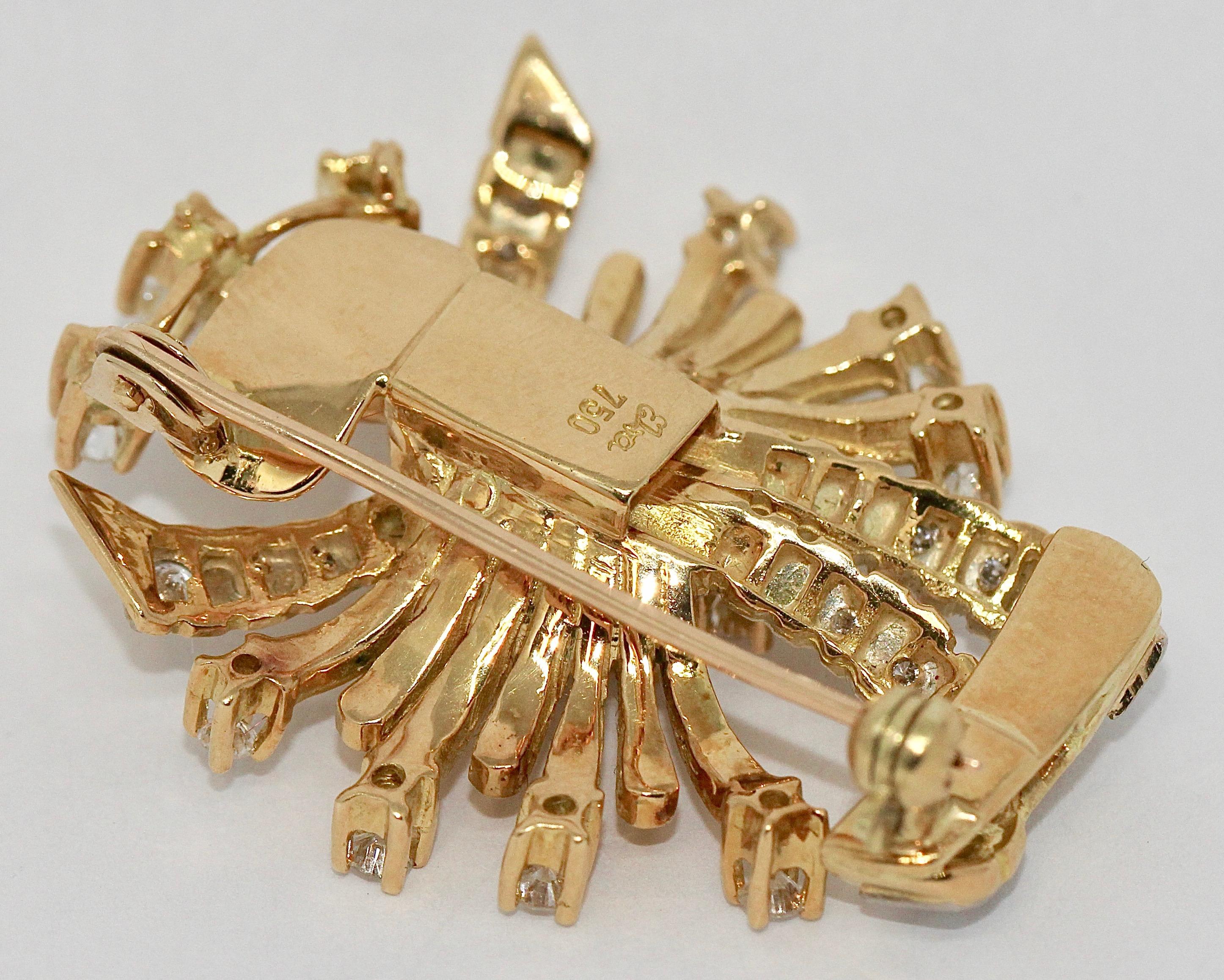Modern Diamond Brooch, Enhancer, Pendant 18 Karat Gold, in Floral Design For Sale