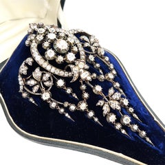 Antique Late 19th Century Diamond Brooch, 18.48ct Rose-Cut Diamonds
