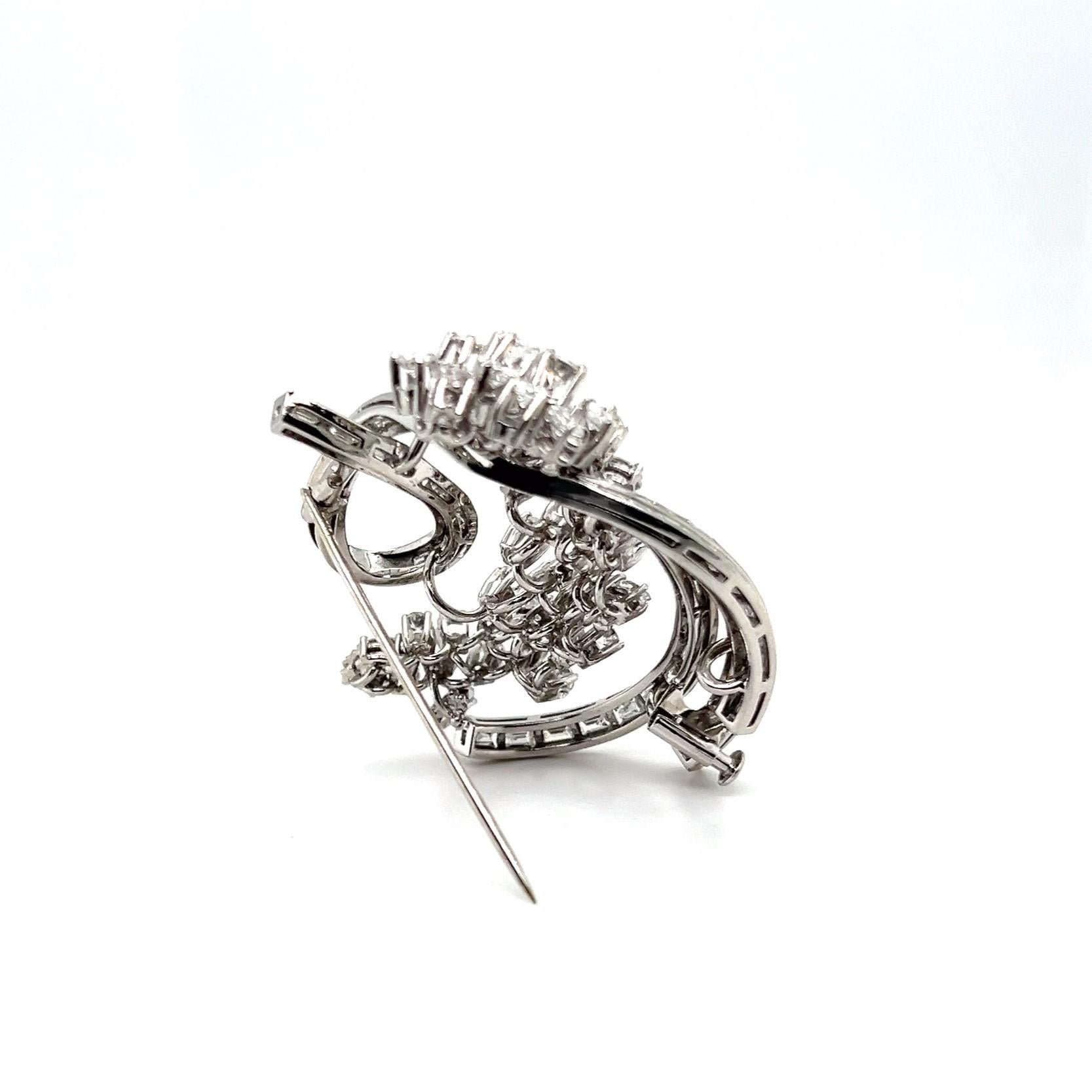 Diamond Brooch in 950 Platinum by Bucherer For Sale 5