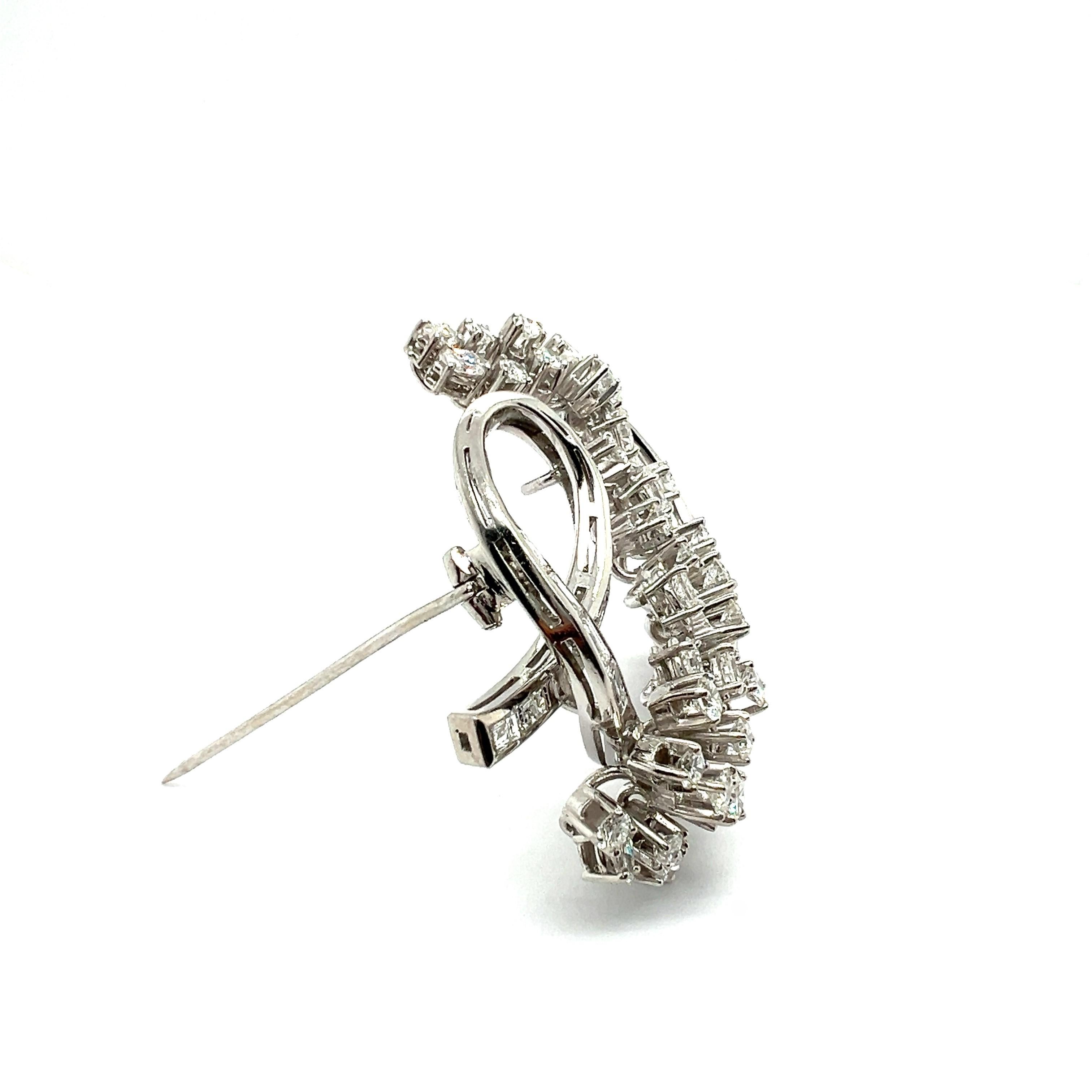 Diamond Brooch in 950 Platinum by Bucherer For Sale 7