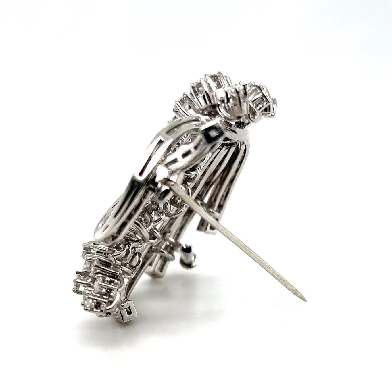 Diamond Brooch in 950 Platinum by Bucherer For Sale 8
