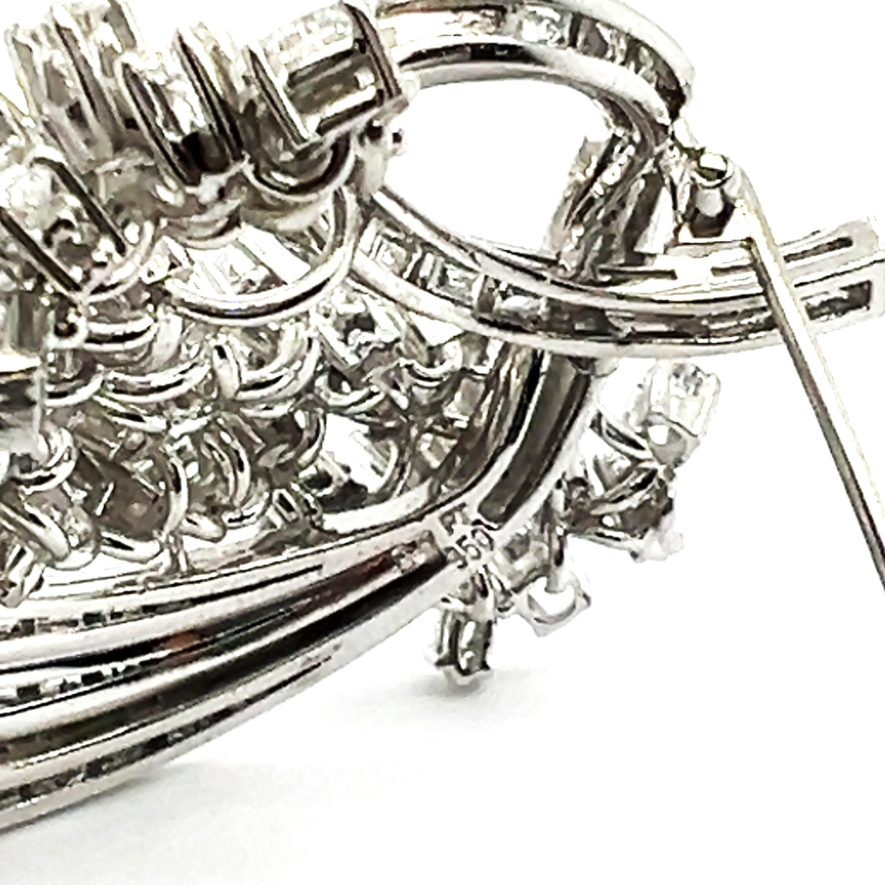 Diamond Brooch in 950 Platinum by Bucherer For Sale 10