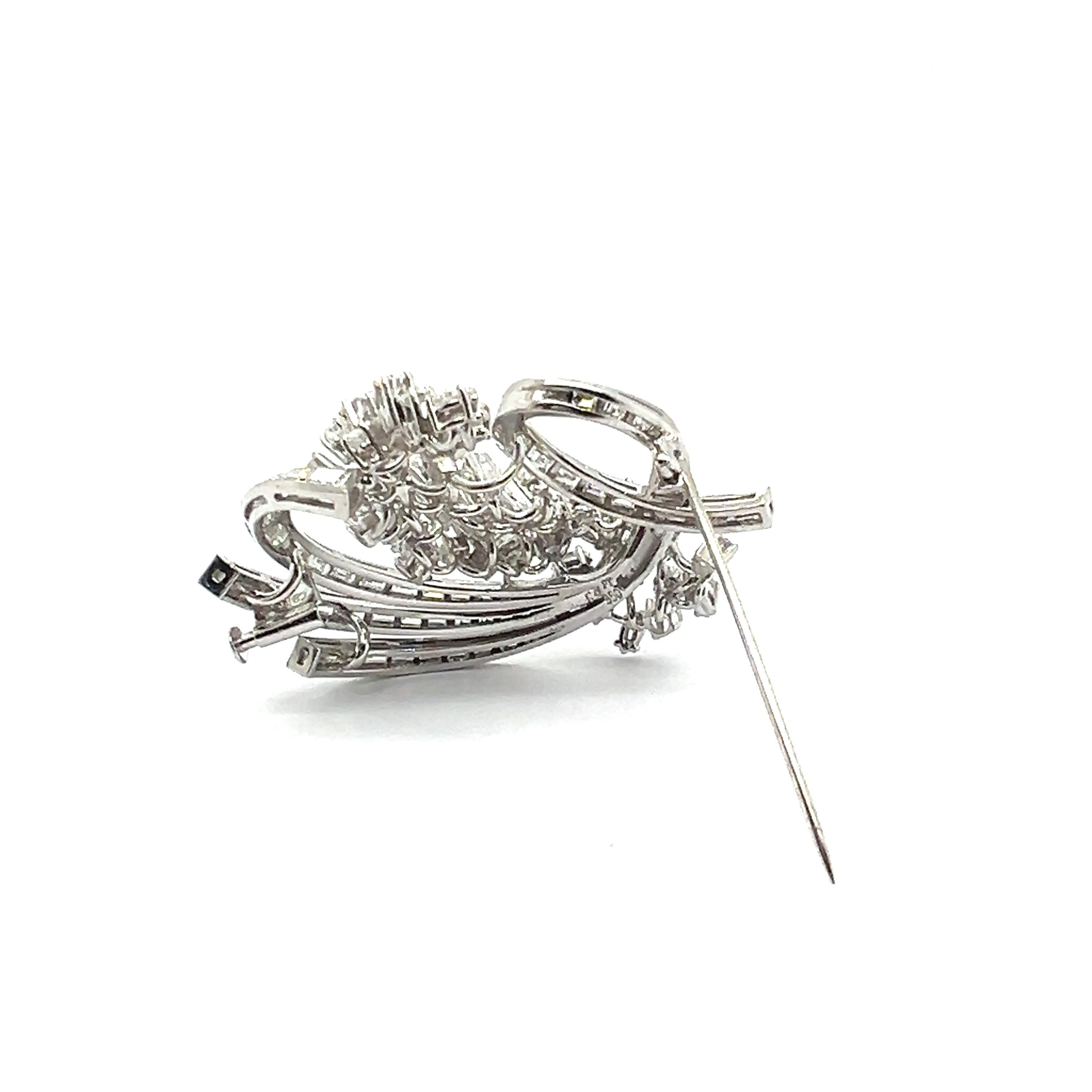 Diamond Brooch in 950 Platinum by Bucherer For Sale 11