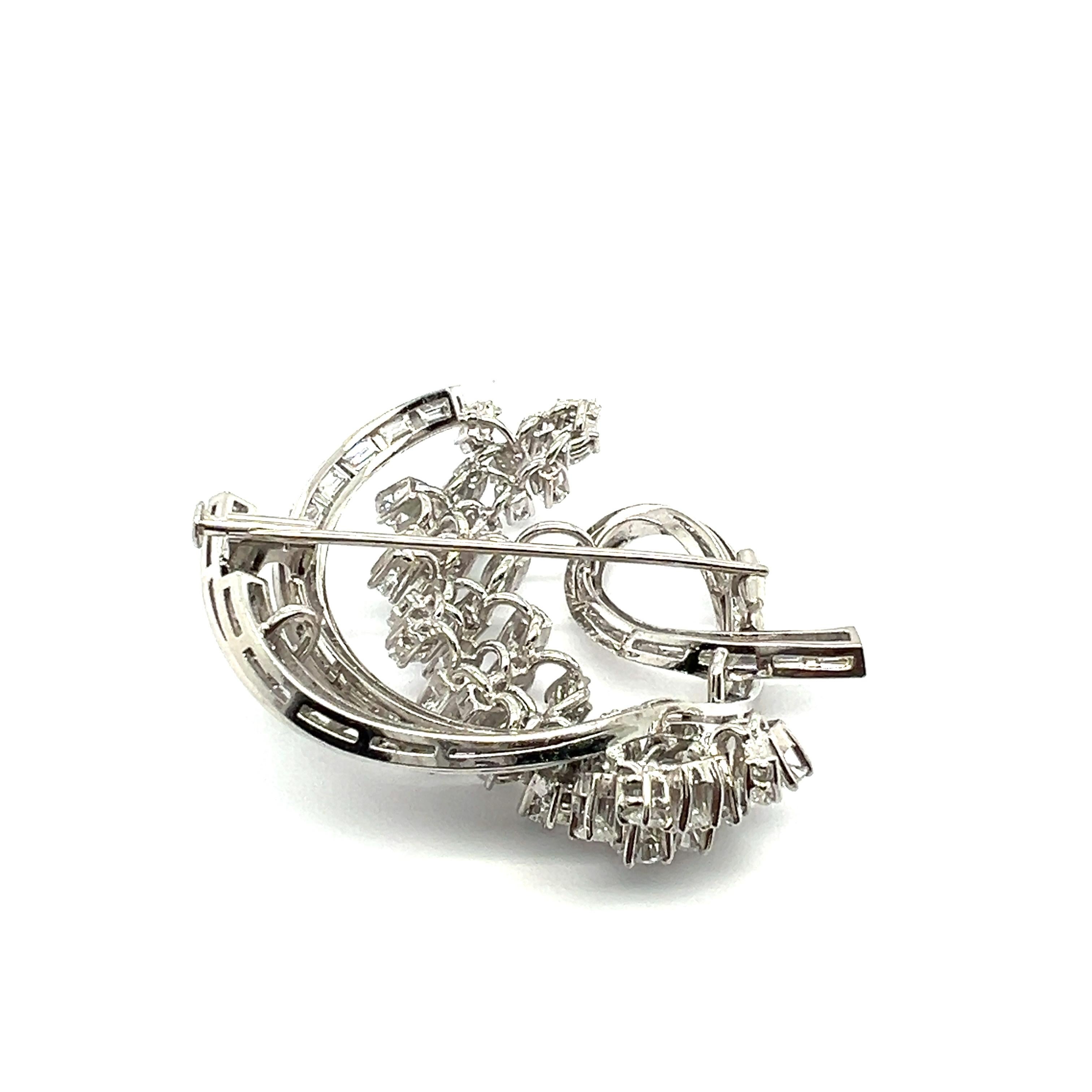 Modern Diamond Brooch in 950 Platinum by Bucherer For Sale