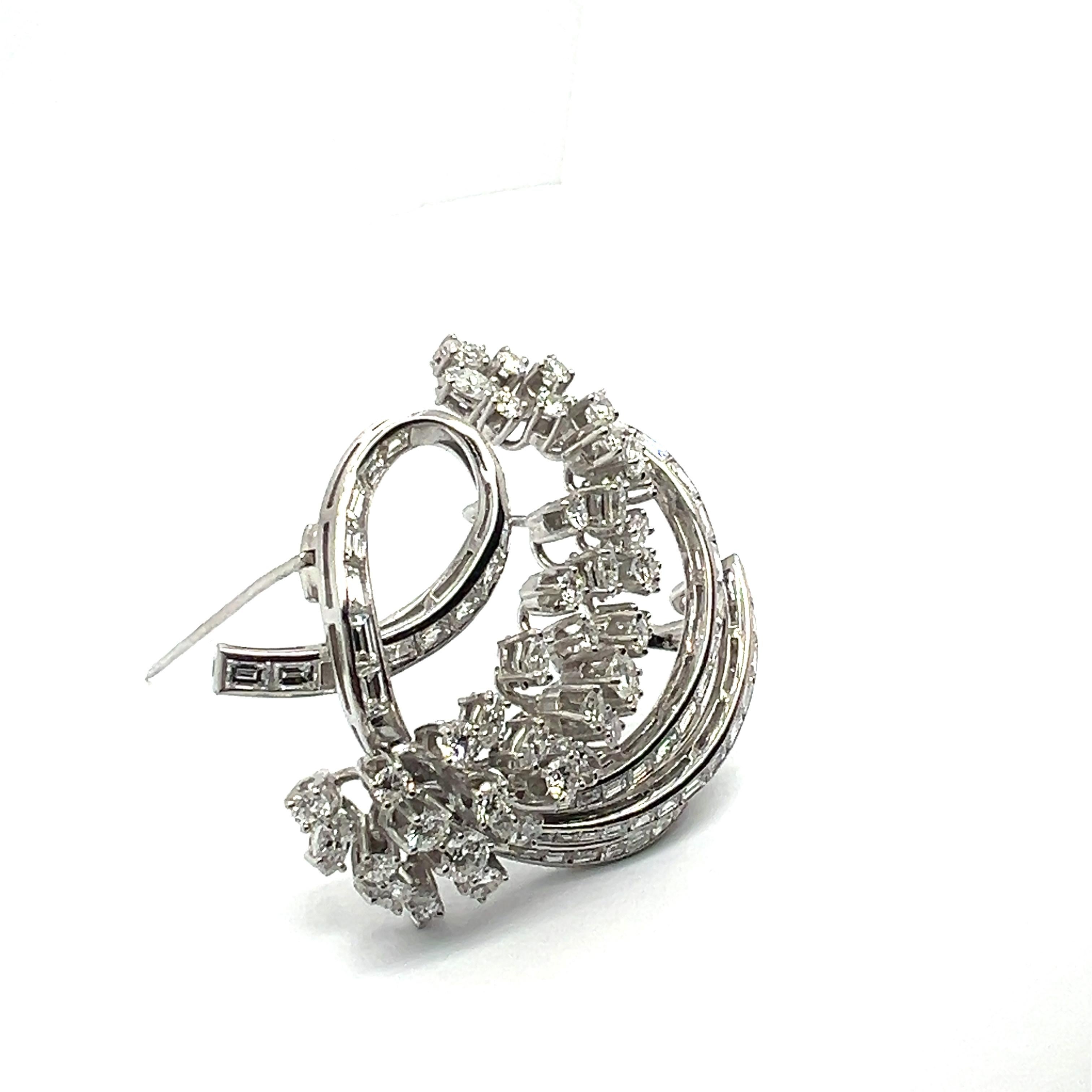 Mixed Cut Diamond Brooch in 950 Platinum by Bucherer For Sale