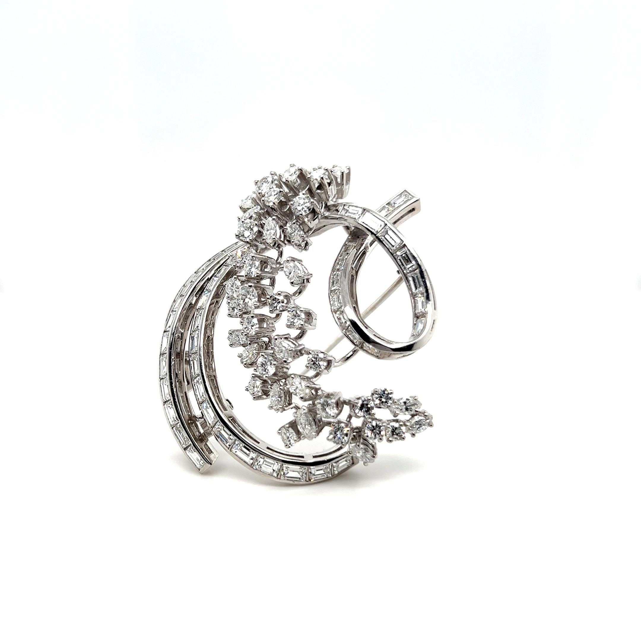Women's or Men's Diamond Brooch in 950 Platinum by Bucherer For Sale