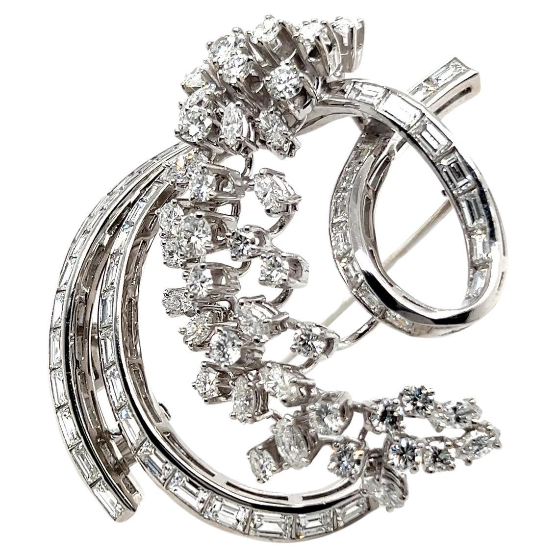 Diamond Brooch in 950 Platinum by Bucherer