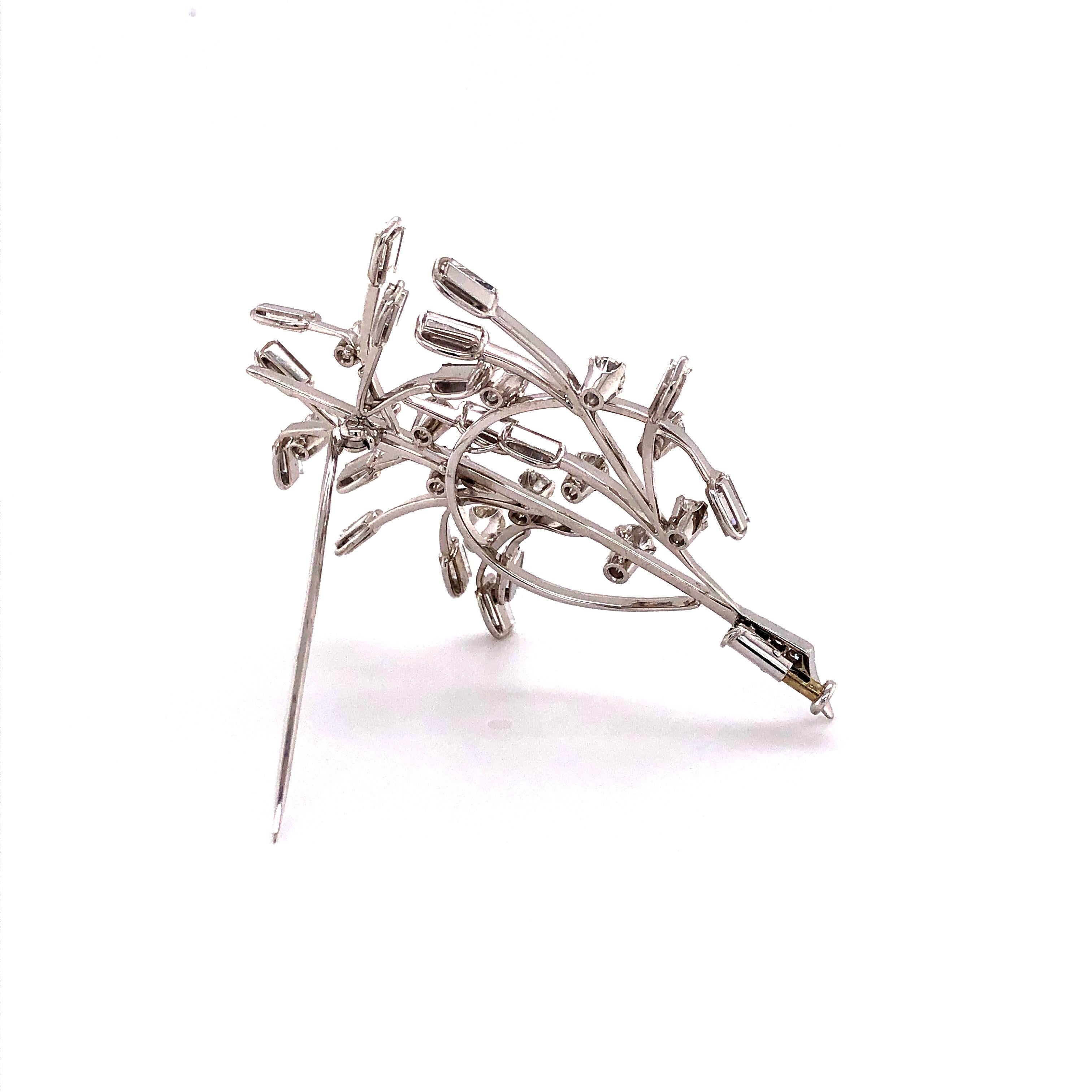 Arts and Crafts Diamond Brooch in White Gold For Sale