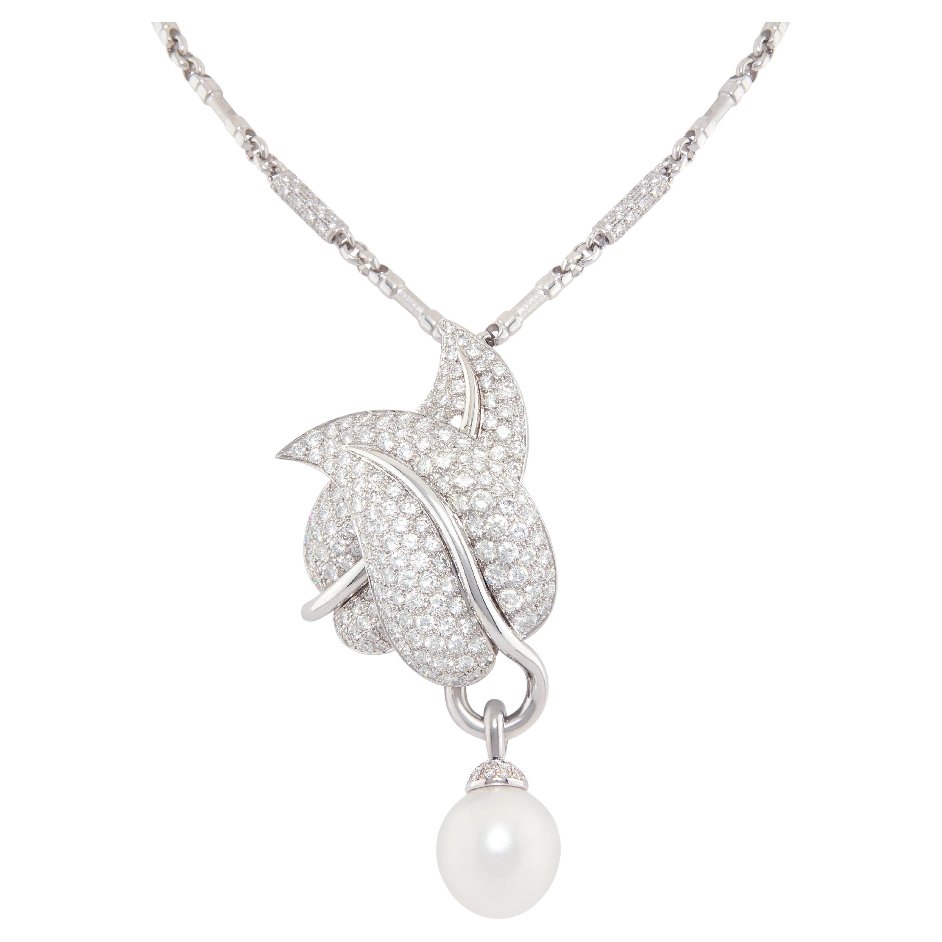 Collar Broche de Diamantes Diseño Hoja de Ella Gafter en venta