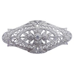 Diamond Brooch Set in 18 Karat White Gold Settings