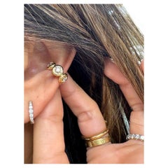 Diamond Bubble Cuff Hoop Earring 0.38 Carats 14 Karat Yellow Gold 2.34 Grams