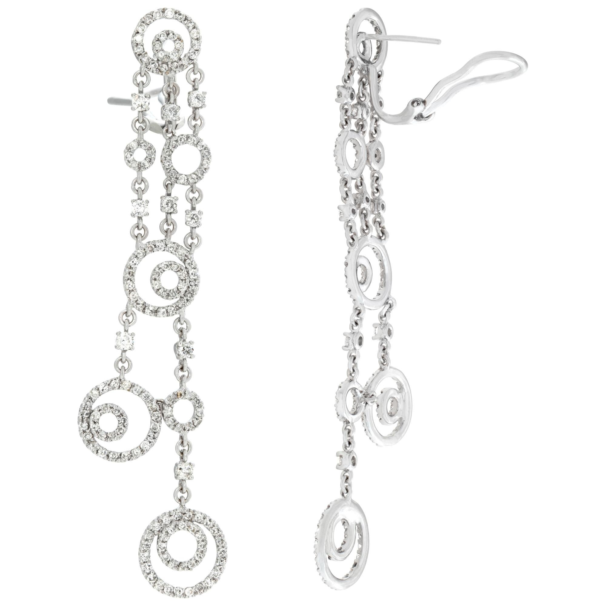 Women's Diamond Bubble Drop Earrings in 18k White Gold with 2.50 Carats For Sale