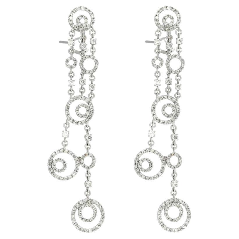 Diamond Bubble Drop Earrings in 18k White Gold with 2.50 Carats For Sale