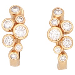 Diamond Bubble Hoop Earrings Set in 18 Karat Rose Gold