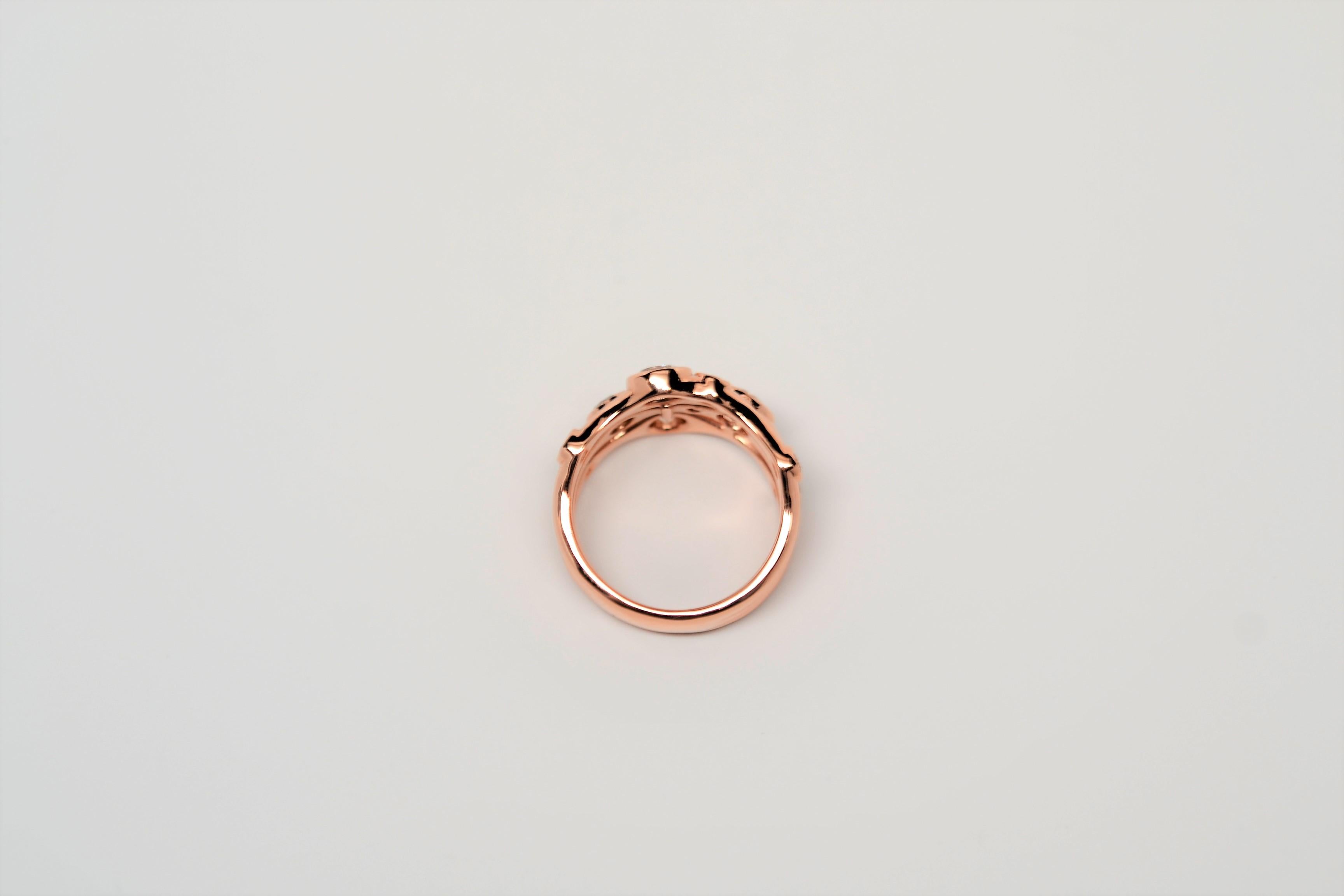 Diamond Bubble Ring Set in 14K Rose Gold, 1.38 Carats For Sale 3