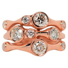 Diamond Bubble Ring Set in 14K Rose Gold, 1.38 Carats