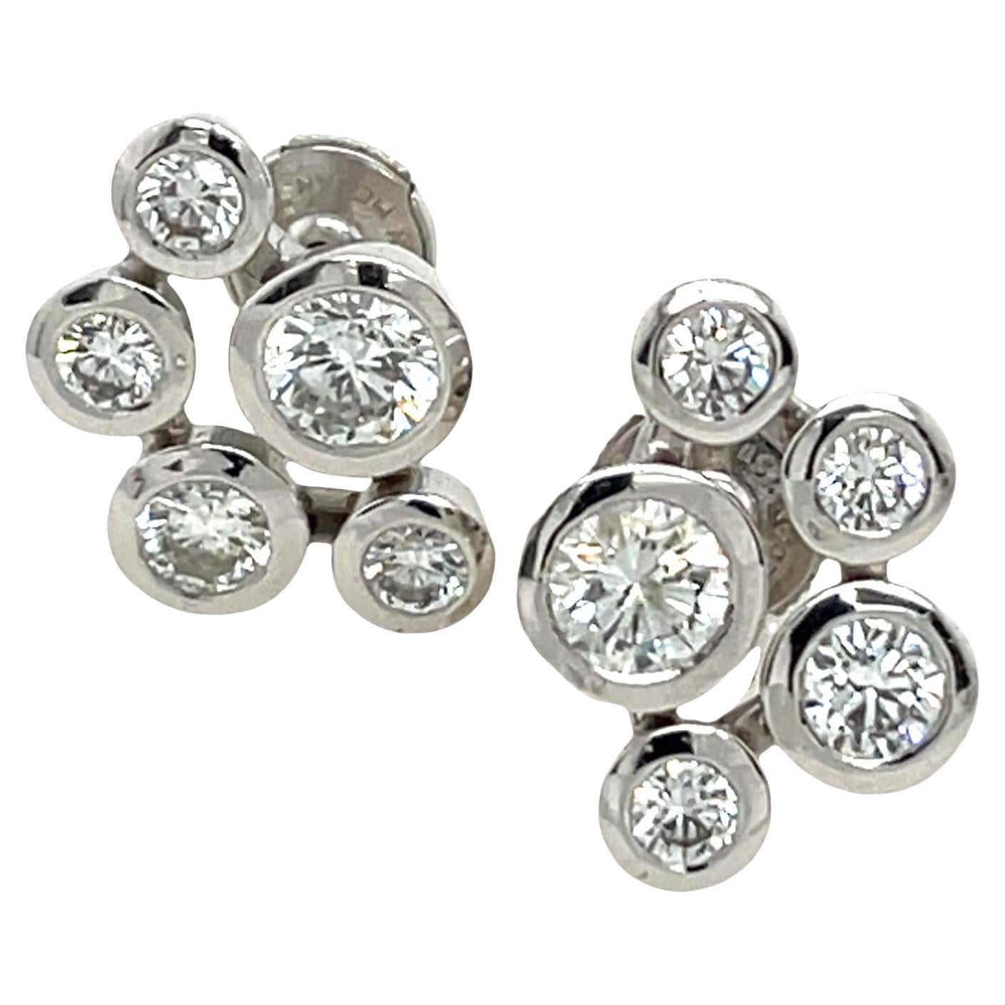 Diamond Bubble Stud Earrings – 18ct White Gold, 2.85ct Total For Sale
