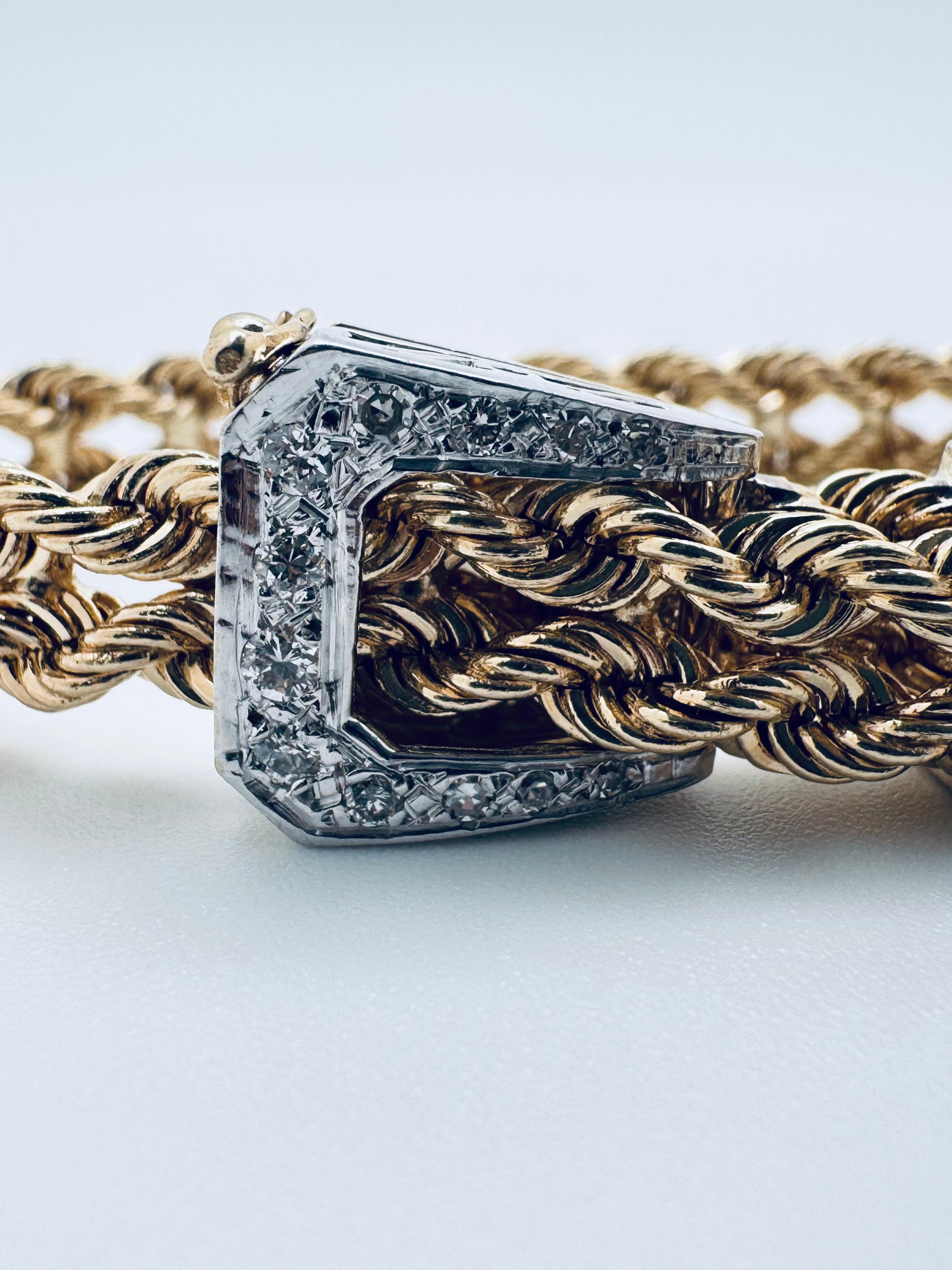 Pulsera de cinturón con hebilla de diamantes Corte redondo en venta