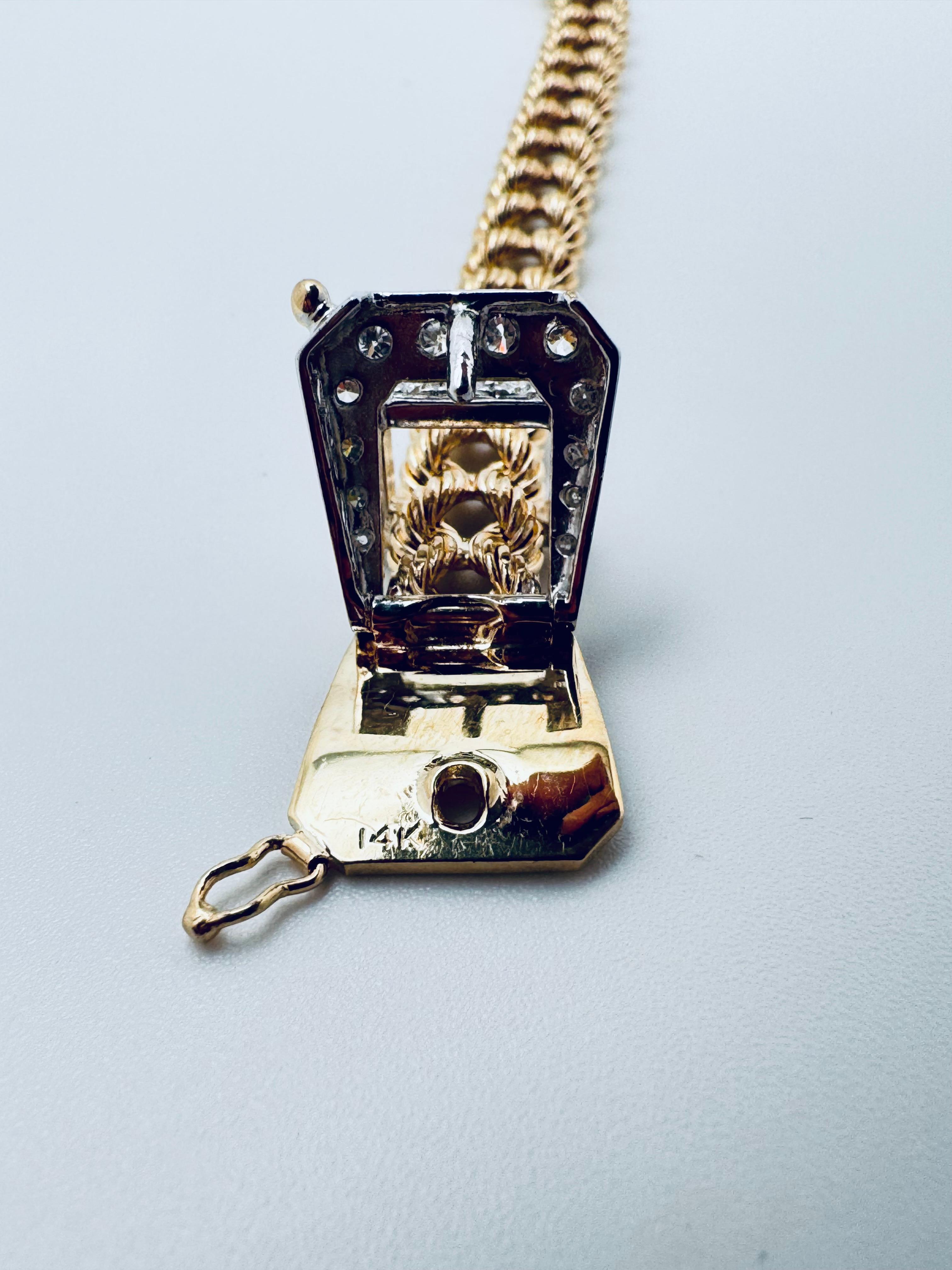 Pulsera de cinturón con hebilla de diamantes en venta 2