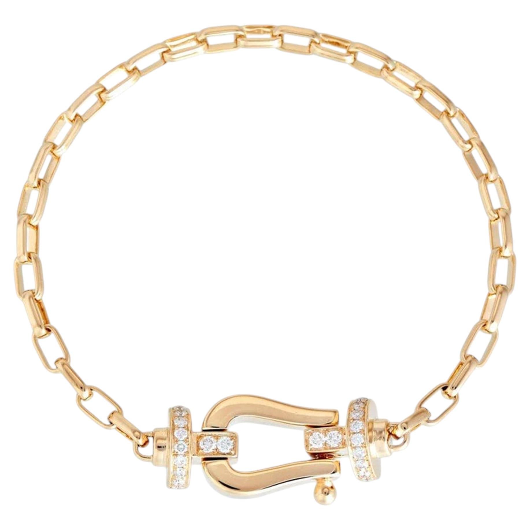 Diamond Buckle Clasp 14K (or 18k upon request) Yellow Gold Chain Bracelet