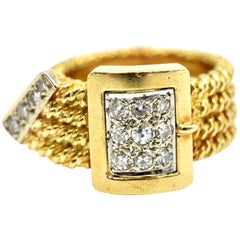 Diamond Buckle Ring 18 Karat Yellow Gold