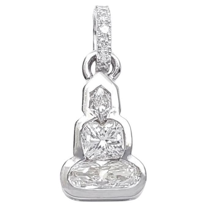 Pendentif Bouddha en or blanc 18 carats serti de diamants