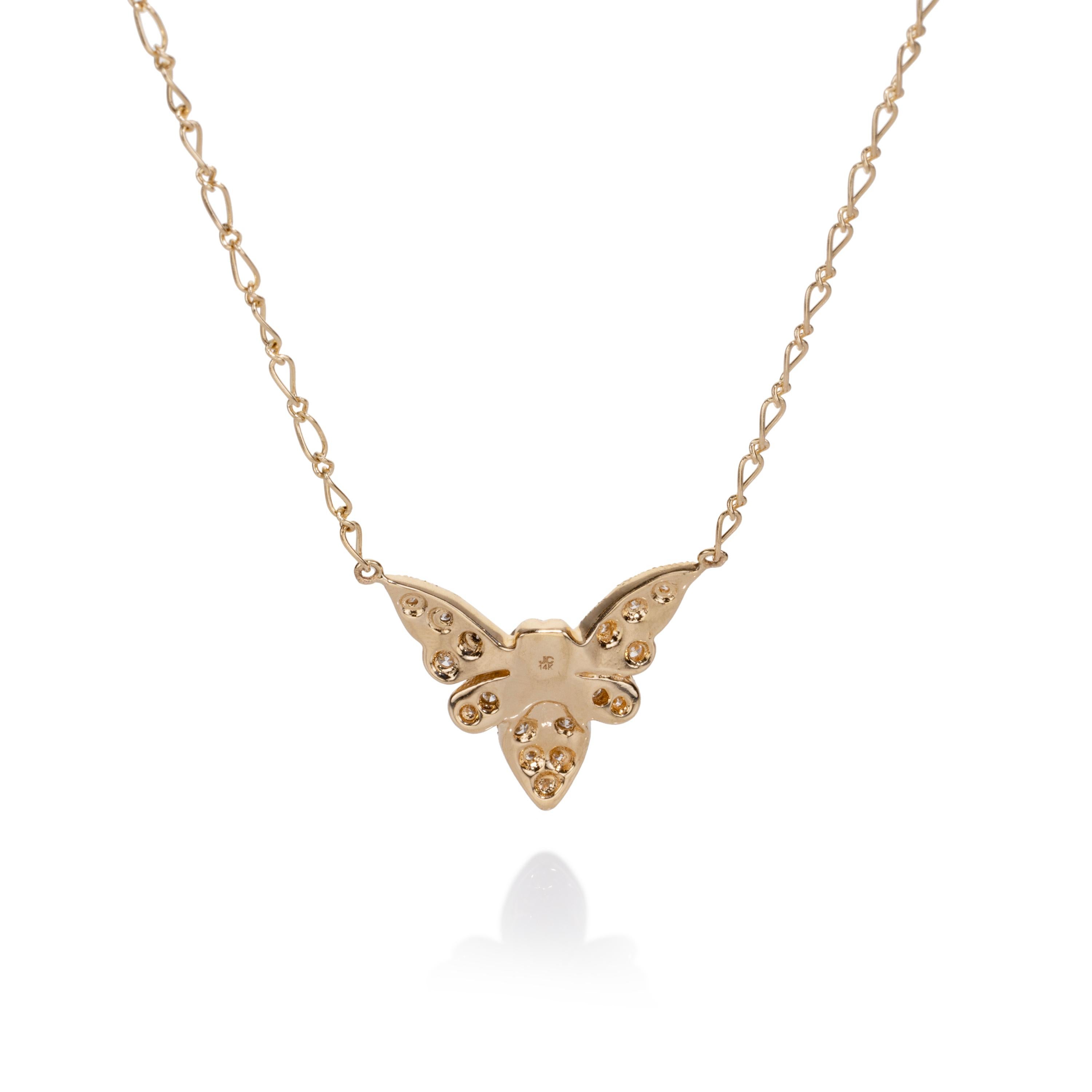 Vittoriano Collana Diamond Bug - Crisoberillo occhio di gatto, oro giallo 14k in vendita