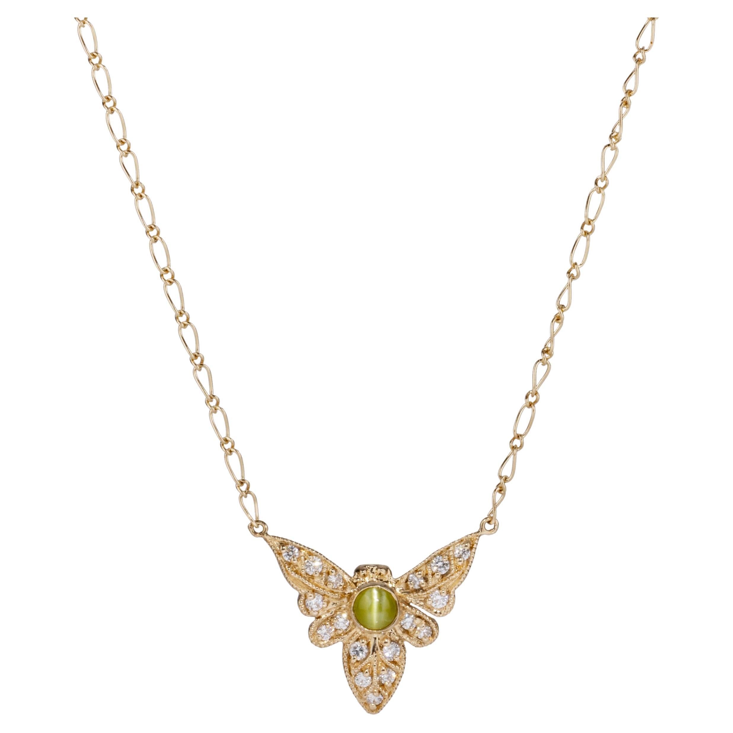 Collana Diamond Bug - Crisoberillo occhio di gatto, oro giallo 14k