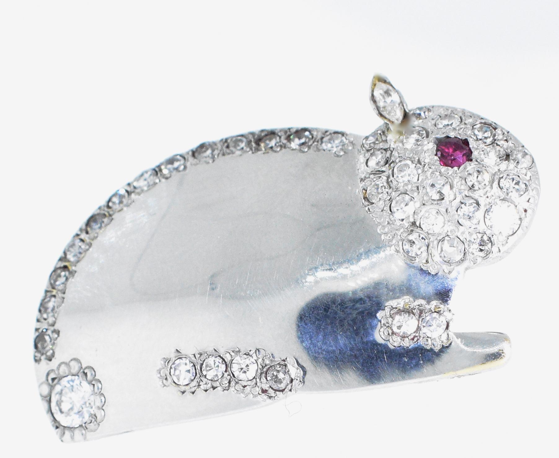 Contemporary Diamond Bunny Brooch or Pendant