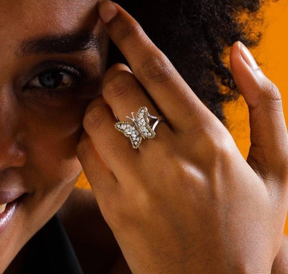 Diamond Butterfly 0.48ct Ring In New Condition For Sale In Fatih, 34