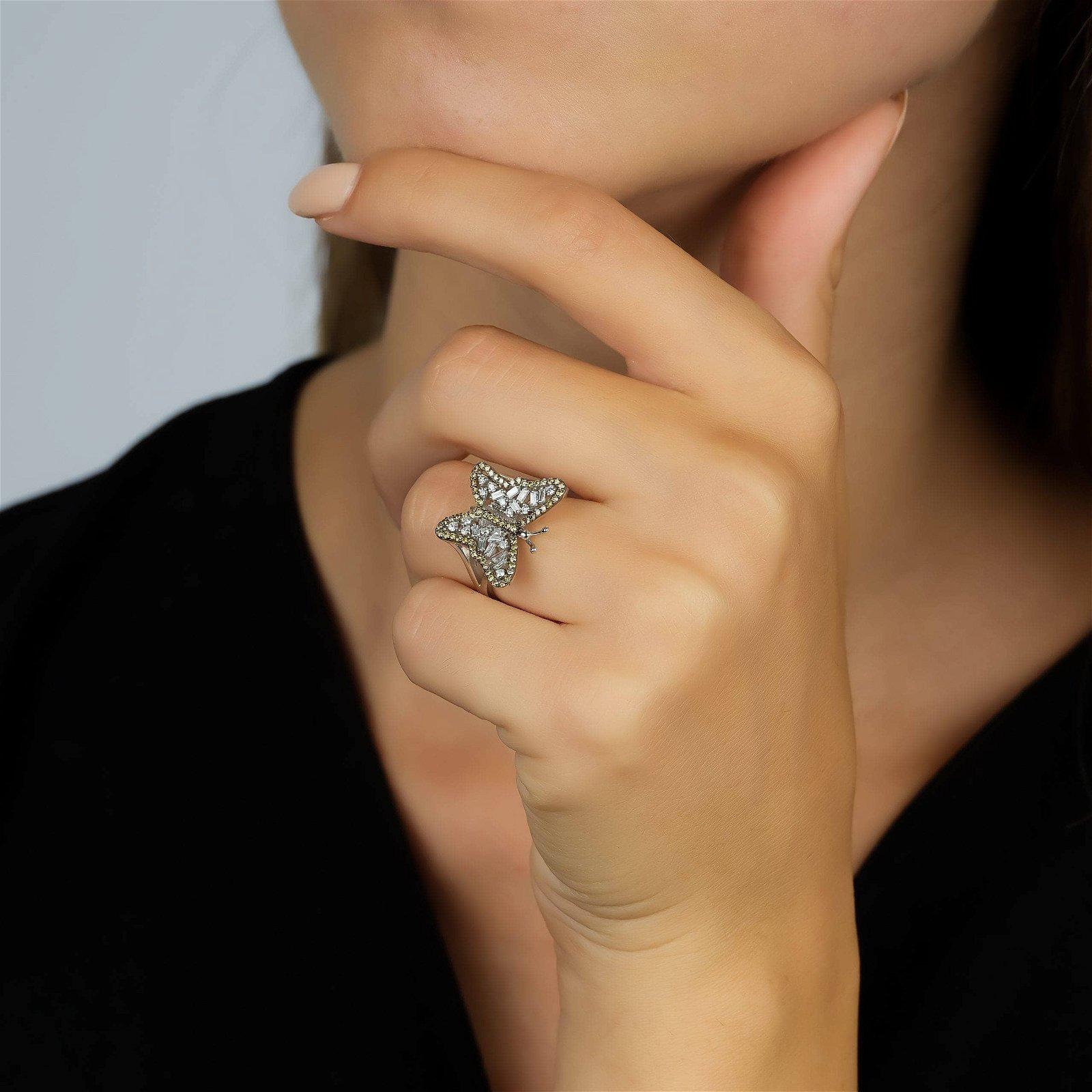 Women's Diamond Butterfly 0.48ct Ring For Sale