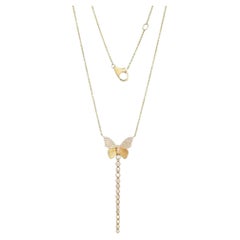Diamond Butterfly 14K (or 18k upon request) Yellow Gold Lariat Necklace