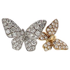 Diamond Butterfly 18 Karat Yellow & White Gold Two Tone Wrap Ring