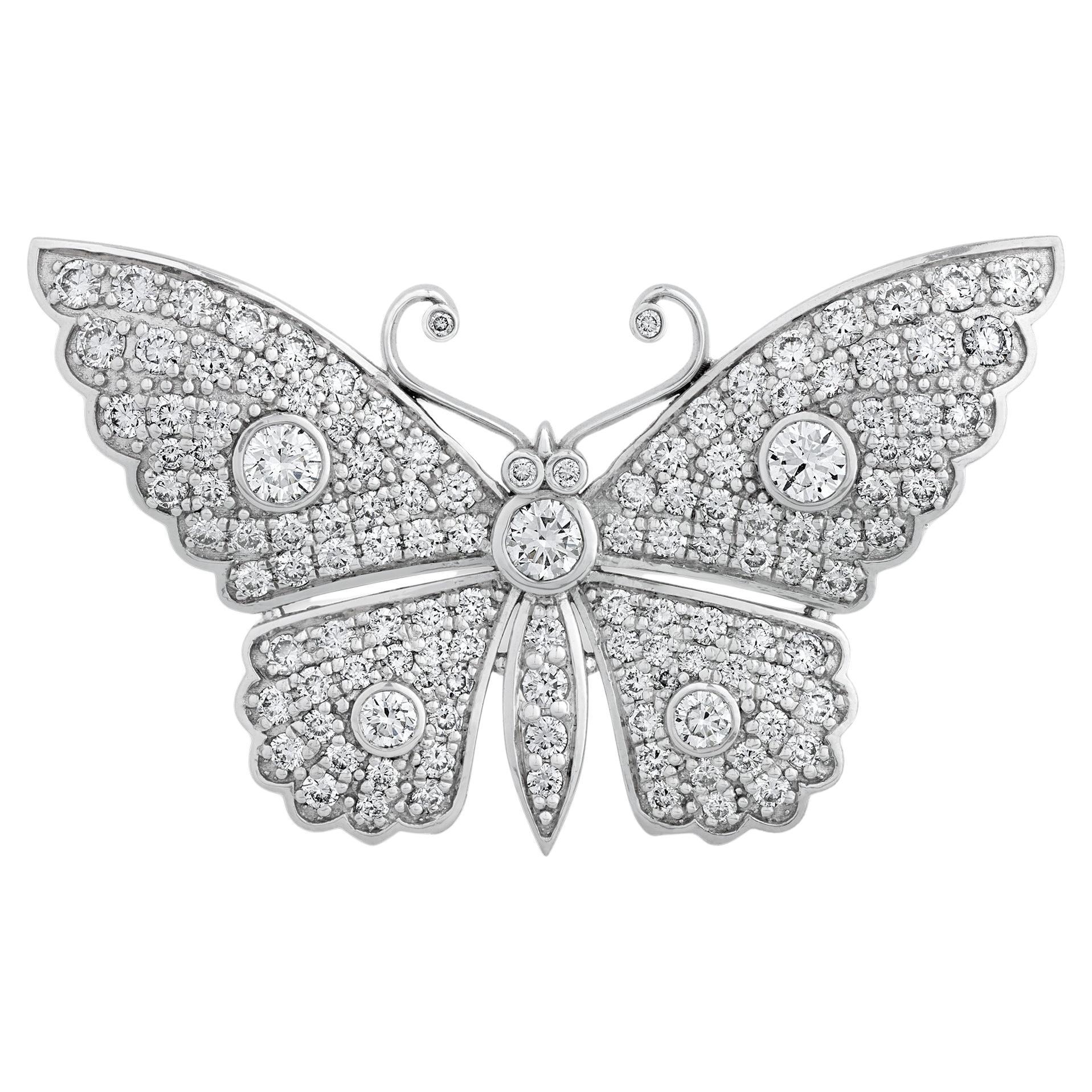 Broche papillon en diamant, 3,14 carats