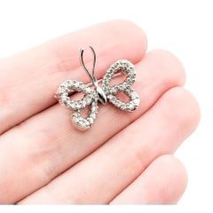 Diamond Butterfly Brooch in 14K White Gold