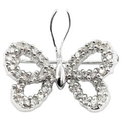 Diamond Butterfly Brooch in 14K White Gold