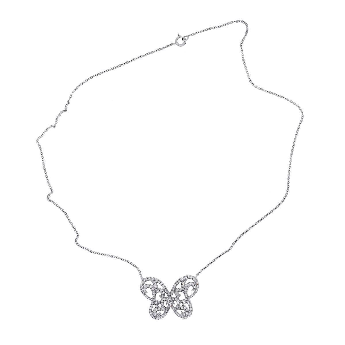 Round Cut Diamond Butterfly Chain Necklace