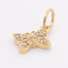 Dainty Diamond Butterfly Pave Diamonds 14K Gold for Necklace or Charm Bracelet