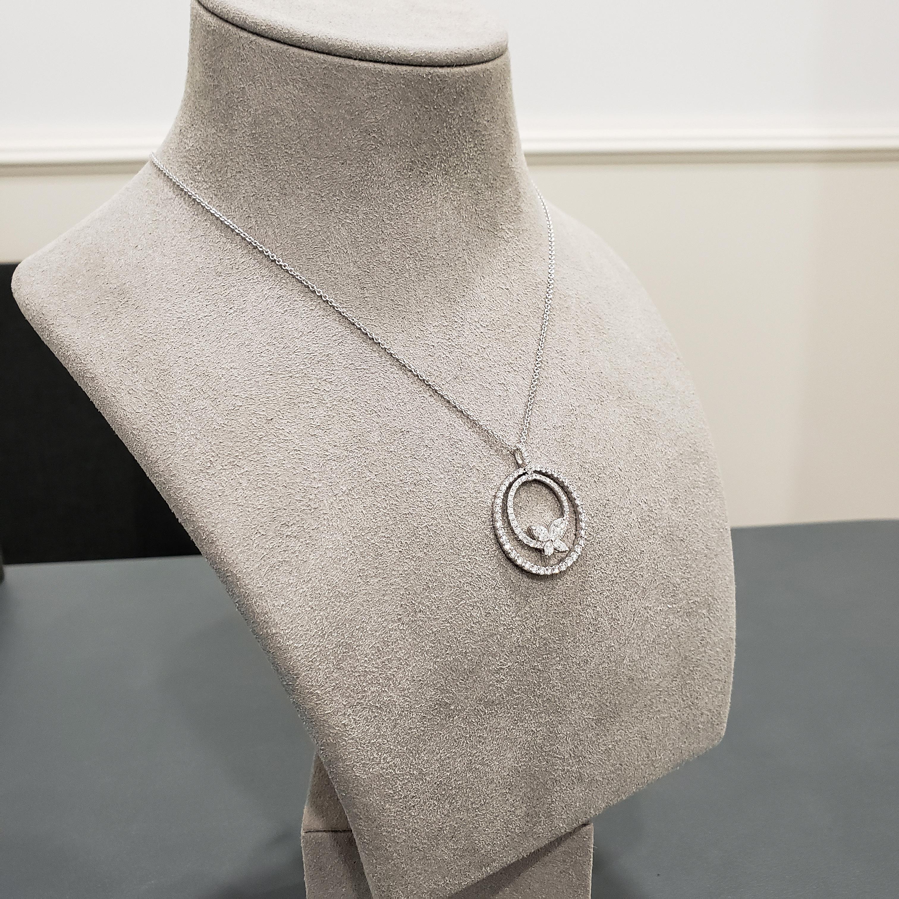 Donna Roman Malakov Diamonds Collana con diamanti rotondi e taglio marquise da 1,40 carati totali in vendita
